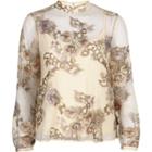 River Island Womens Floral Embroidered Lace High Neck Top