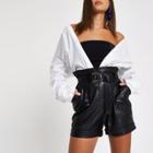 River Island Womens Faux Leather Paperbag Waist Shorts