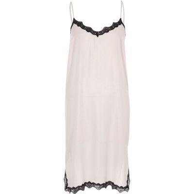 River Island Womens Metallic Lace Trim Midi Slip Dress