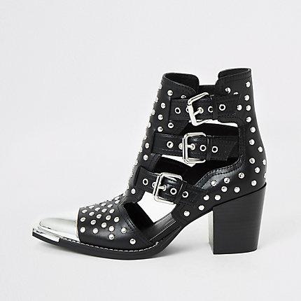 River Island Womens Studded Cut Out Western Boots