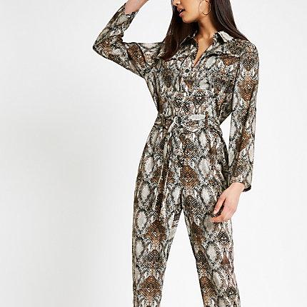 River Island Womens Snake Print Jumpsuit