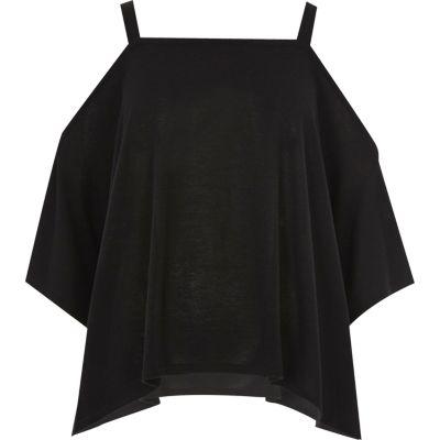 River Island Womens Cold Shoulder Hanky Hem Top