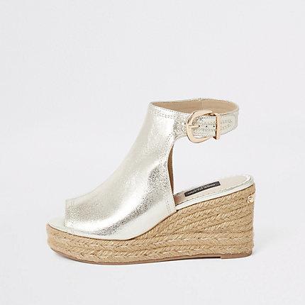 River Island Womens Gold Wide Fit Espadrille Wedges