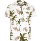 River Island Mens White Bellfield Palm Print Short Sleeve Shirt