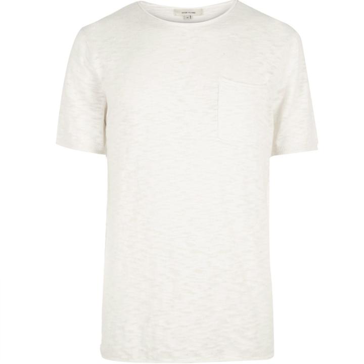 River Island Mensecru Crew Neck Short Sleeve Top