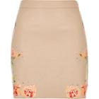 River Island Womens Blush Faux Leather Floral Mini Skirt