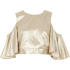 River Island Womens Metallic Cold Shoulder Frill Sleeve Top