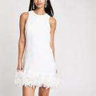 River Island Womens White Feather Trim Swing Dress