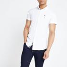 River Island Mens White Muscle Fit Short Sleeve Oxford Shirt