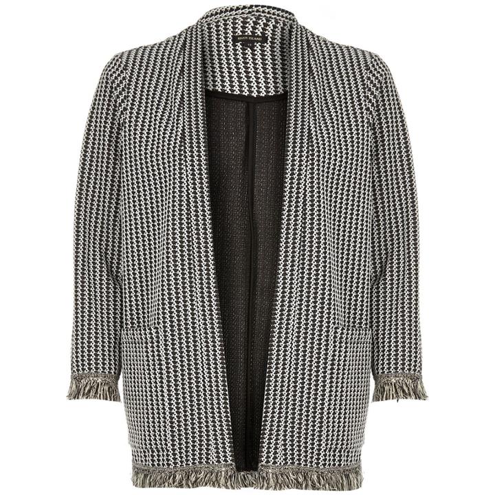 River Island Womens Jacquard Fringed Trim Jacket