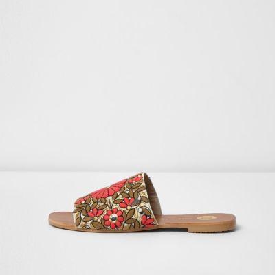 River Island Womens Floral Embroidered Mules