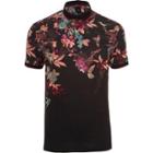 River Island Mens Oriental Print Muscle Fit Polo Shirt