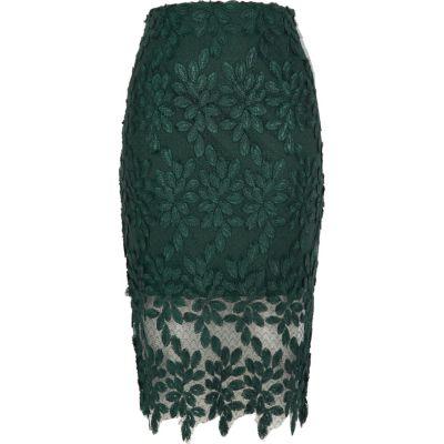 River Island Womens Floral Lace And Mesh Pencil Skirt