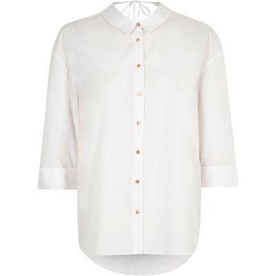 River Island Womens Petite White Tie Back Shirt
