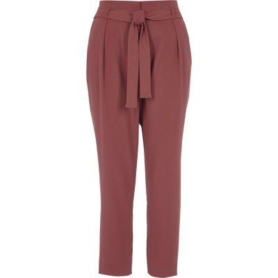 River Island Womens Copper Tapered Tie Waist Pants