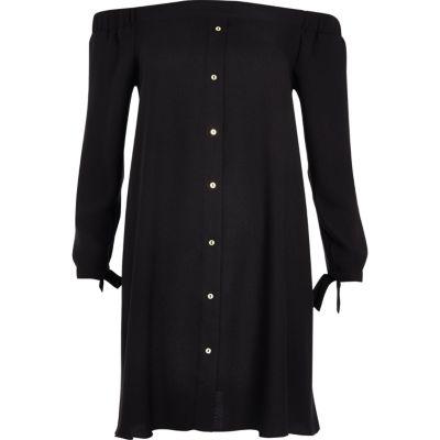 River Island Womens Tie Sleeve Bardot Swing Dress
