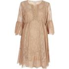 River Island Womens Lace Frill Sleeve Peasant Dress