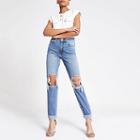 River Island Womens Ripped Mom Jeans