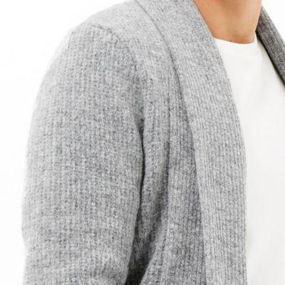 River Island Mens Wool-blend Longline Open Cardigan
