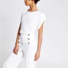 River Island Womens White Ruched Sleeve Top