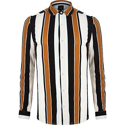 River Island Mens White Stripe Button-up Front Shirt