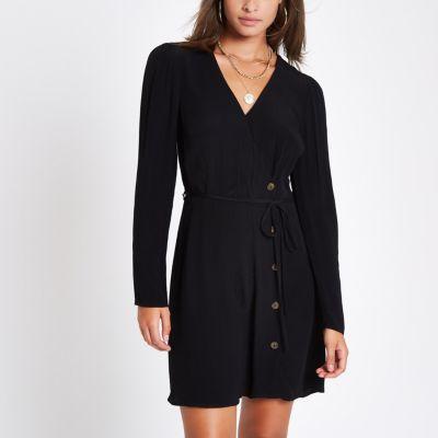 River Island Womens Tie Waist Button Side Mini Dress