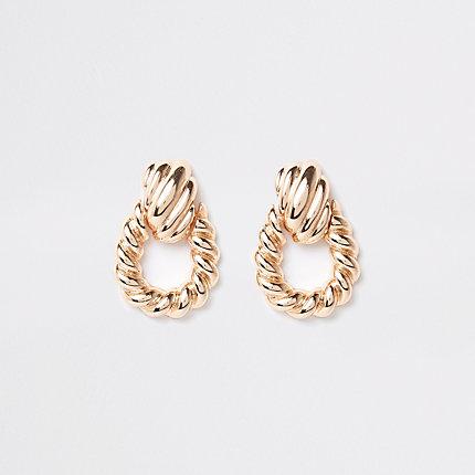 River Island Womens Gold Tone Large Twist Doorknocker Earrings