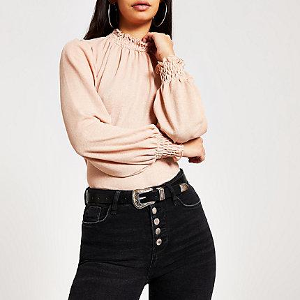 River Island Womens Shirred Long Blouson Sleeve Top