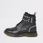 River Island Womens Leather Studded Lace-up Hiking Boots