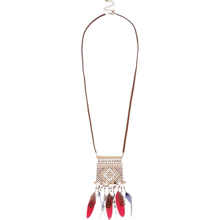 River Island Womens Beaded Pouch Pendant Necklace