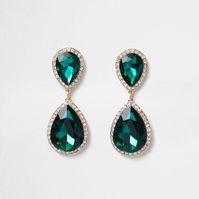 River Island Womens Emerald Pendant Dangle Earrings
