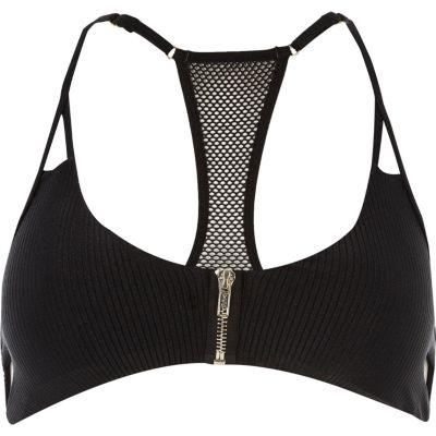 River Island Womens Ribbed Zip Front Racer Back Cami Bralet