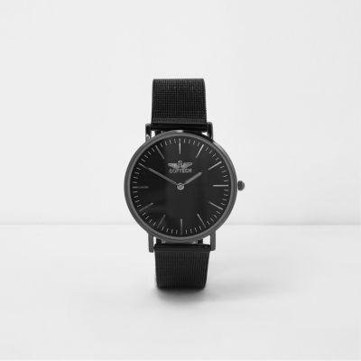 River Island Mens Mesh Strap Flat Round Face Watch