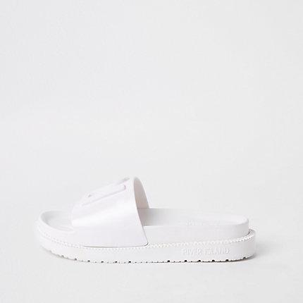River Island Womens White Ri Jelly Sliders
