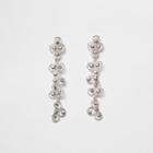 River Island Womens Silver Tone Rhinestone Dangle Drop Earrings