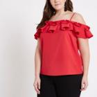 River Island Womens Plus Frill Neck Cold Shoulder Top