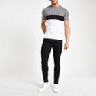 River Island Mens White Check Print Muscle Fit T-shirt