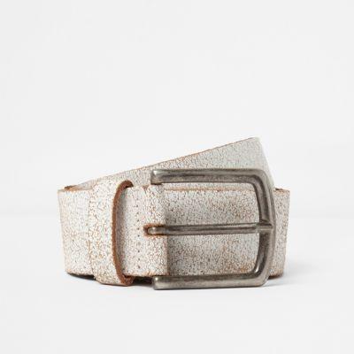 River Island Mens White Cracked Stud Belt