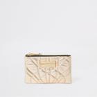 River Island Womens Gold Quilted Mini Zip Pouch