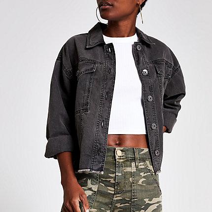 River Island Womens Denim Cropped Shacket