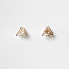 River Island Womens Gold Tone Diamante Triangle Stud Earrings
