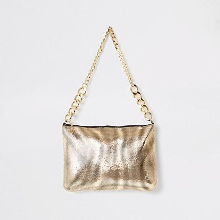 River Island Womens Gold Embellished Shoulder Bag
