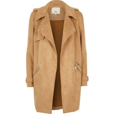 River Island Womens Faux Suede Trench Coat