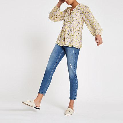 River Island Womens Floral Tie Waist Blouse
