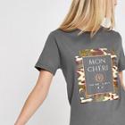 River Island Womens 'mon Cheri' Camo Print Jumbo T-shirt