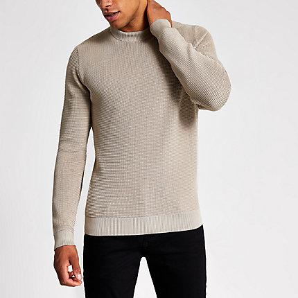 River Island Mens Long Sleeve Slim Fit Knit Jumper