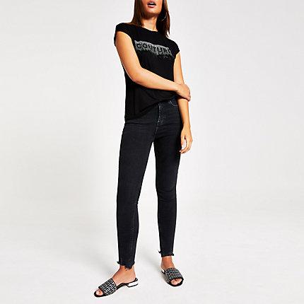 River Island Womens 'couture' Diamante Frill Trim T-shirt