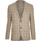 River Island Mens Sand Check Skinny Fit Suit Jacket