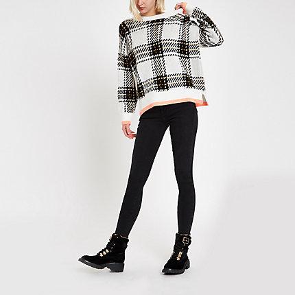River Island Womens Check Crew Neck Jumper