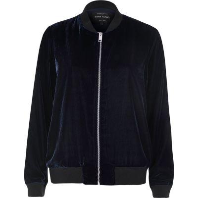 River Island Womens Velvet Bomber Jacket